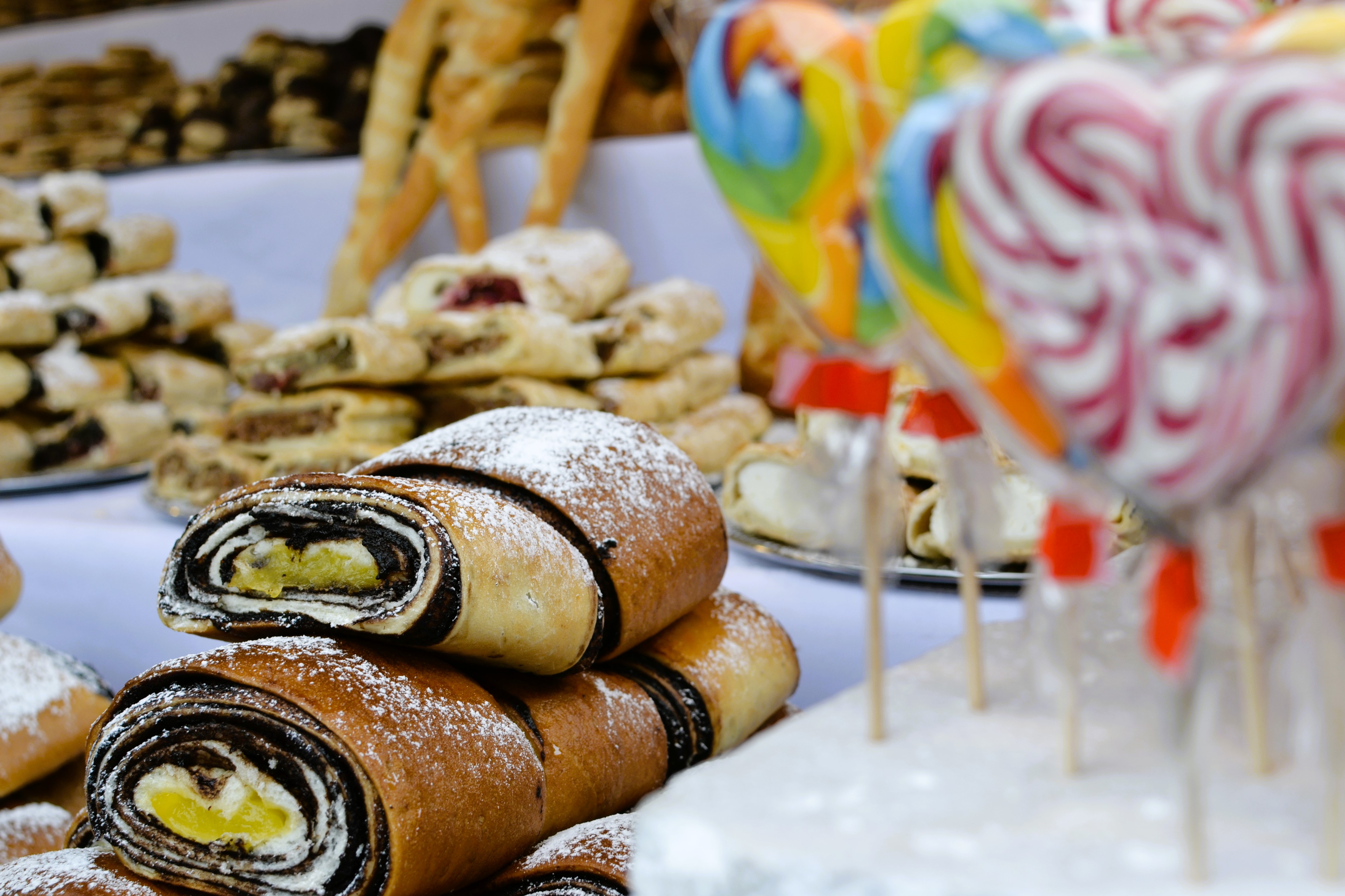 Sweets at a market stall in Budapest