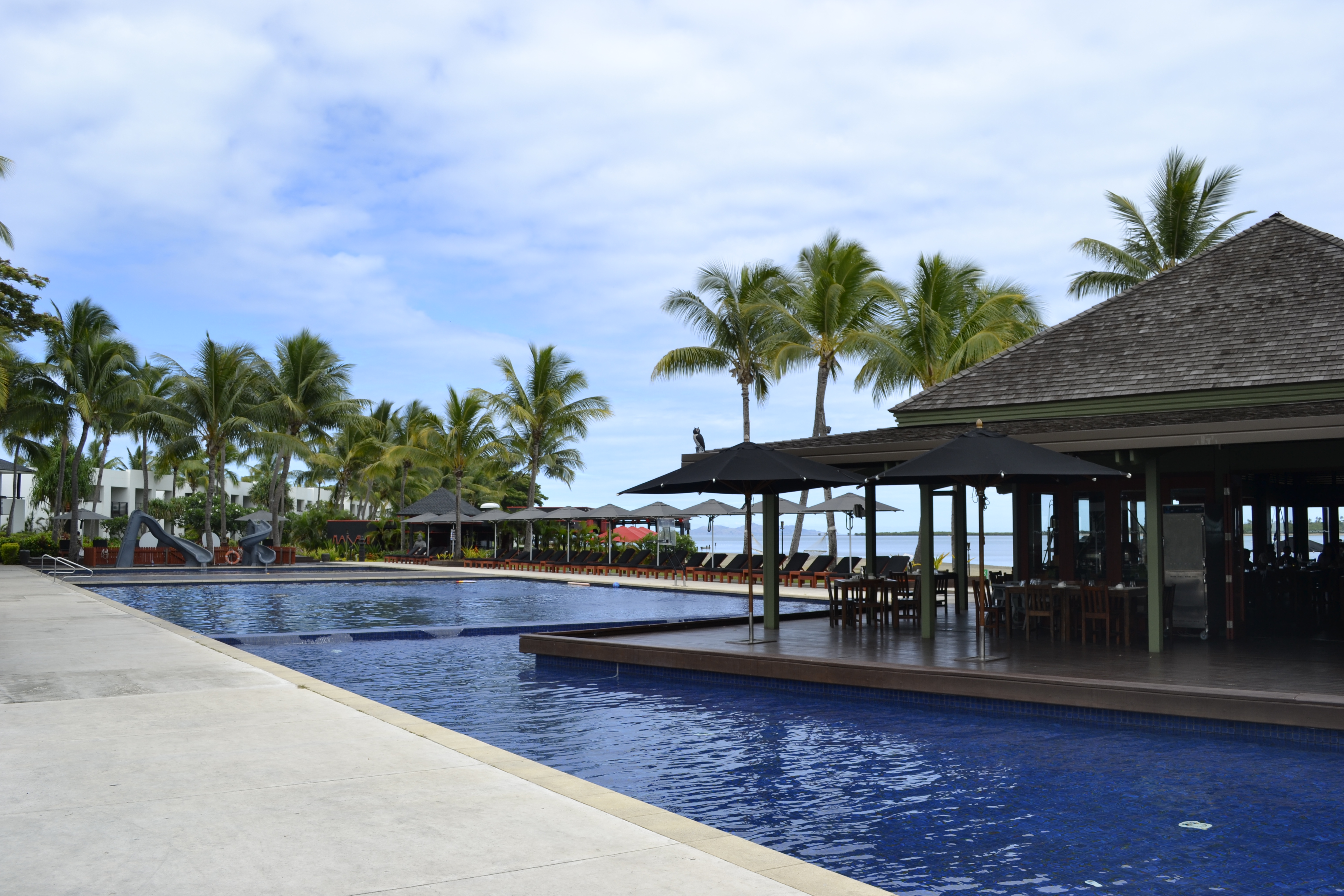 view of the family Pool with slides  