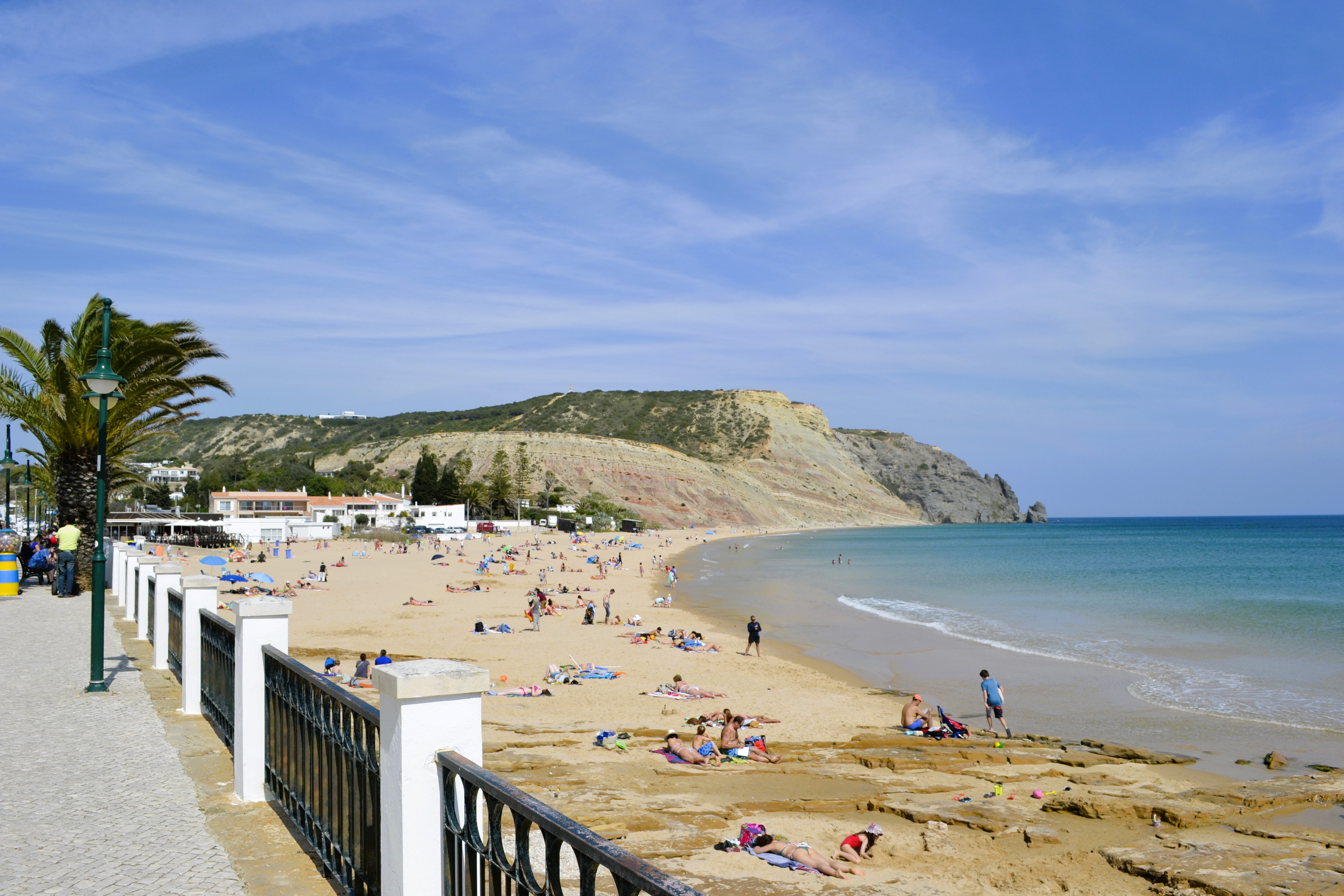 A sunny beach in Portugal during spring