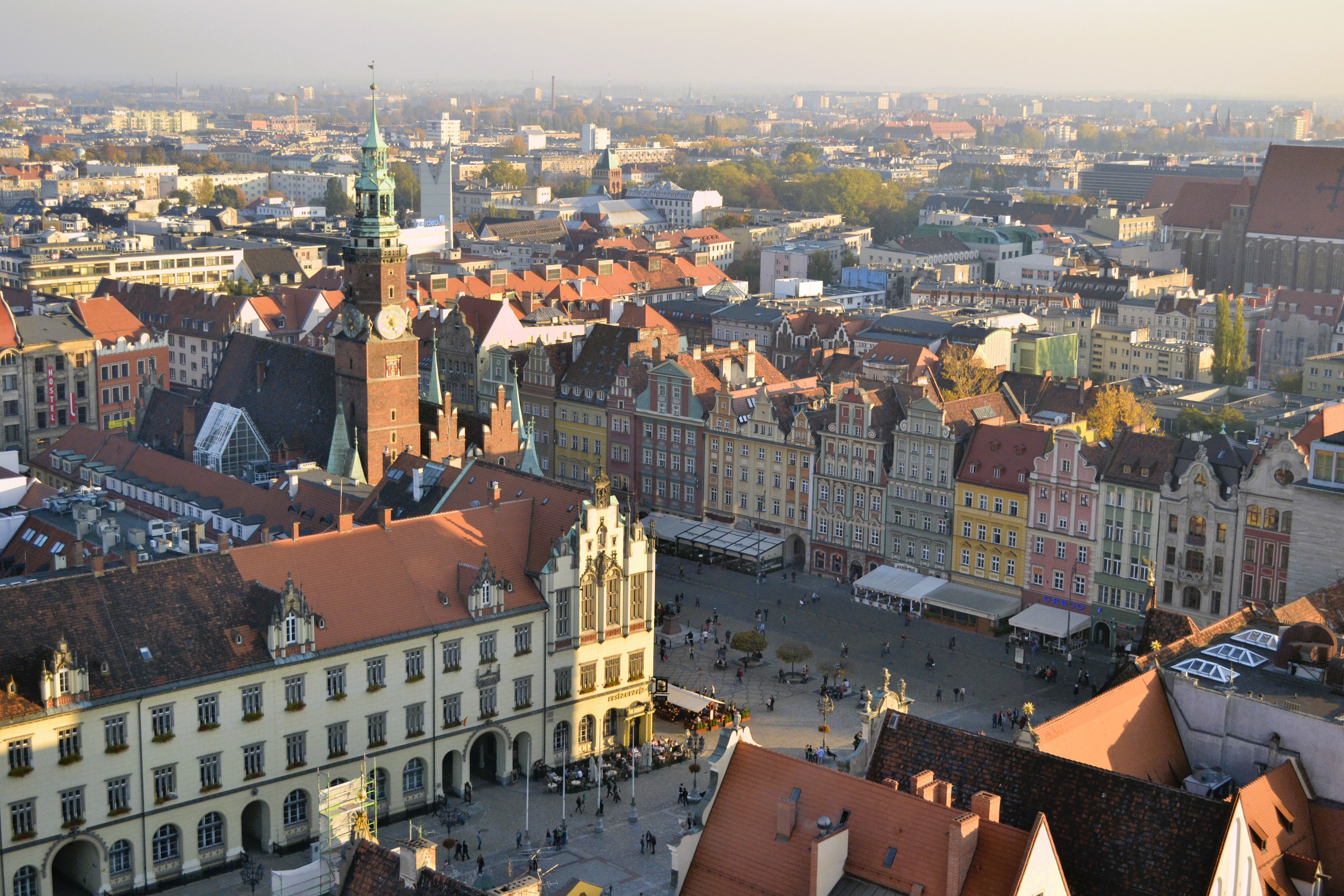 View of the Rynek in Wroclaw from St Elizabeth Church