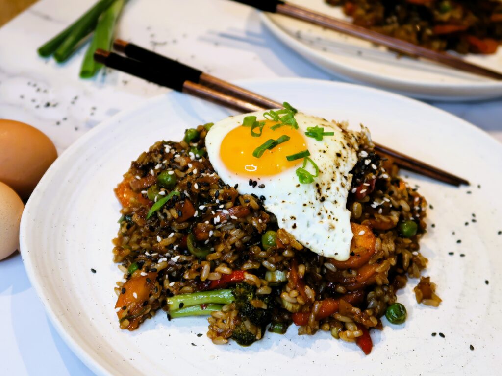 Sticky Fried Brown Rice