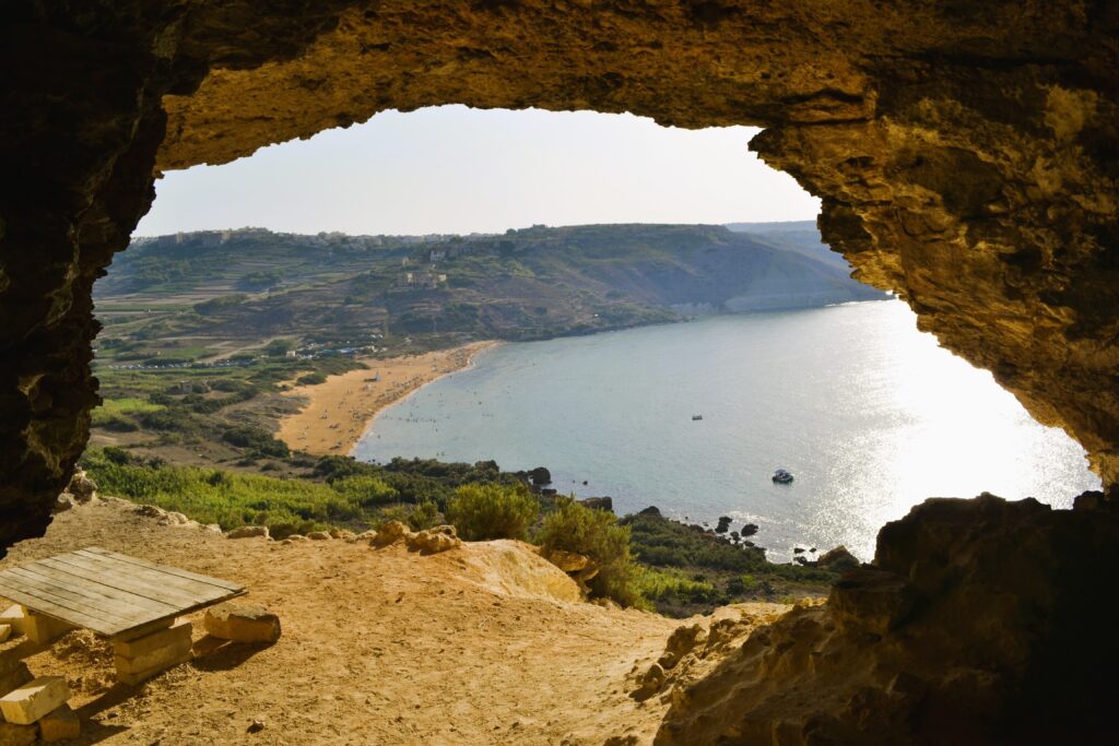 view of a popular beach in goo, ramla bay