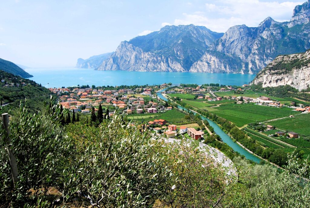 a stunning view of riva del garda, in lake garda