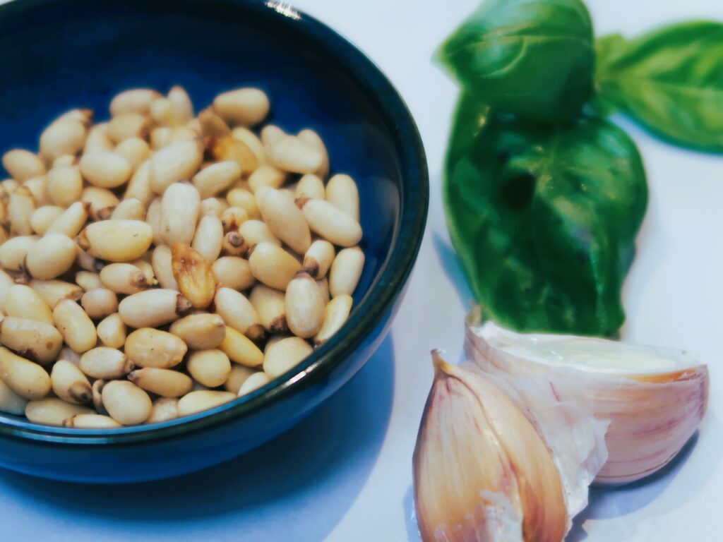 pinenuts are used for this beetroot pasta