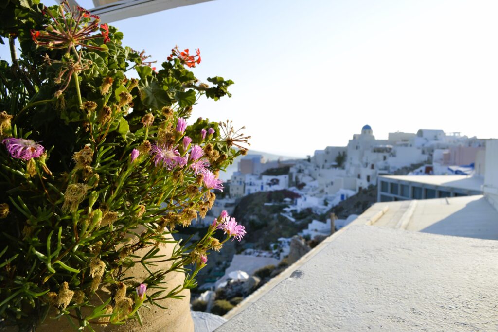 Sunset over Fira in Santorini