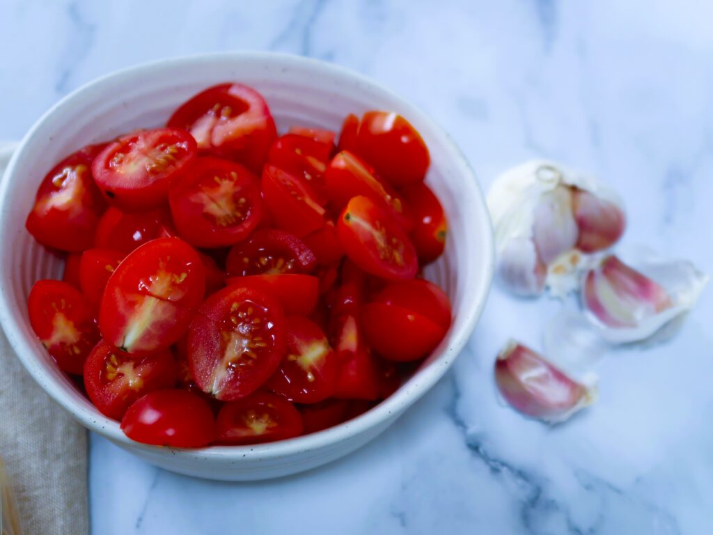 cherry tomatoes are used for this simple sauce