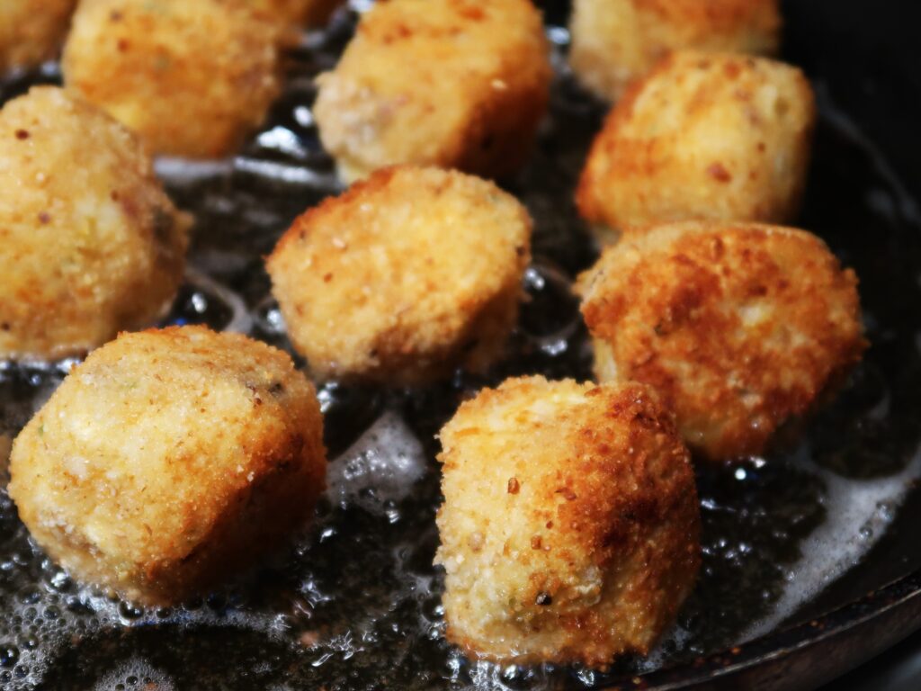 pumpkin arancini frying