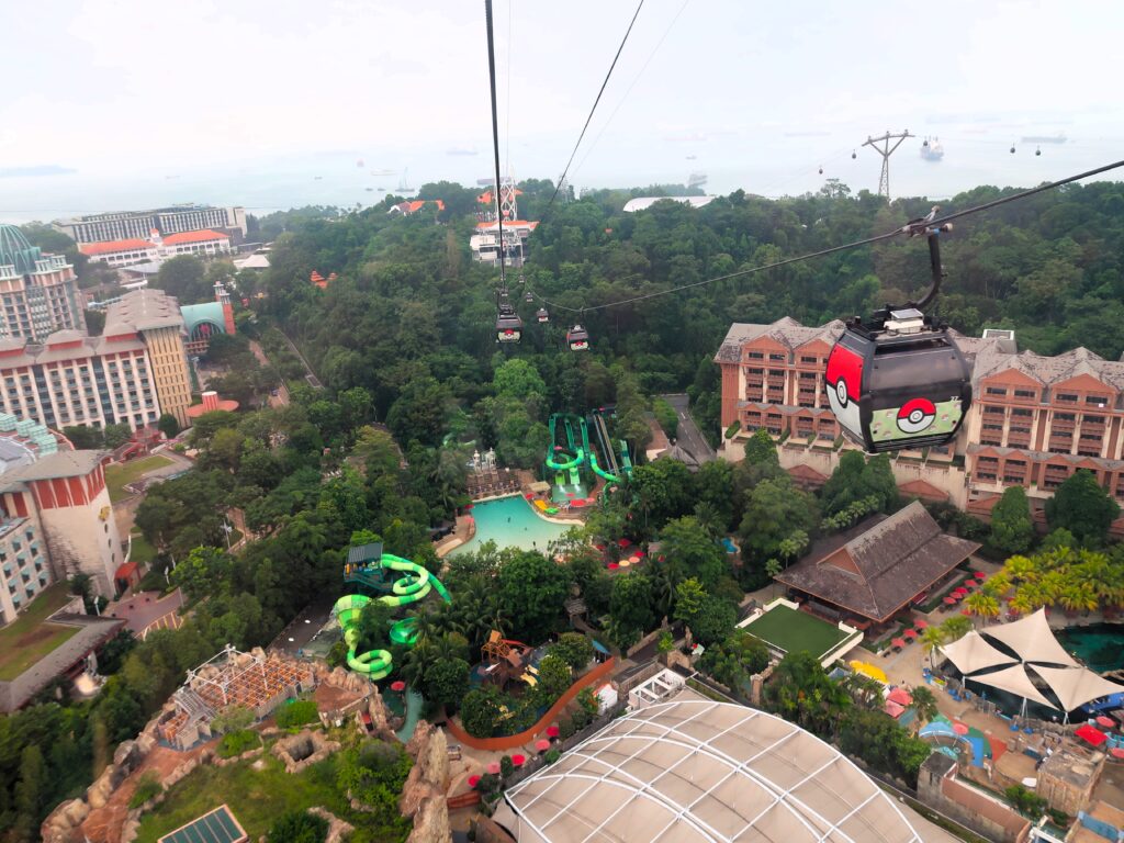 cable car over adventure cove waterpark