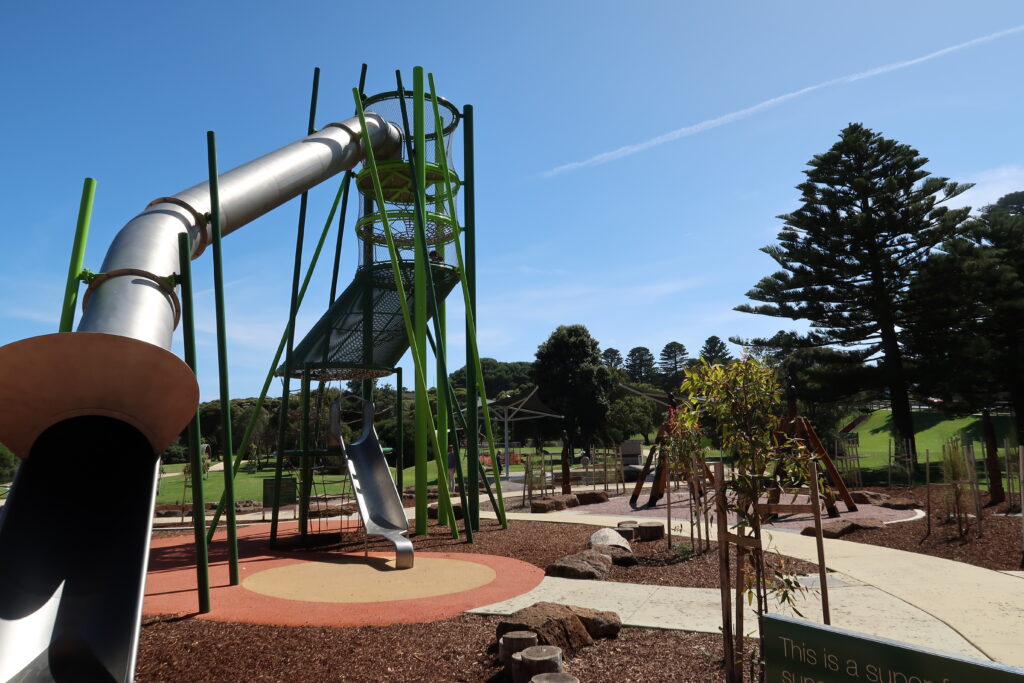 tunnel slides at lake pertobe playground