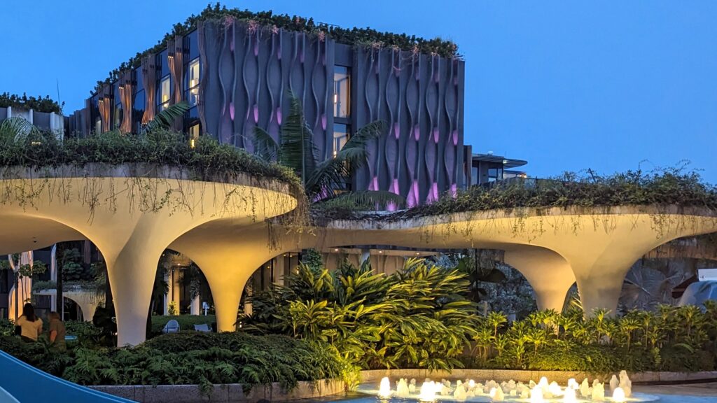 children's pool at village sentosa at dusk