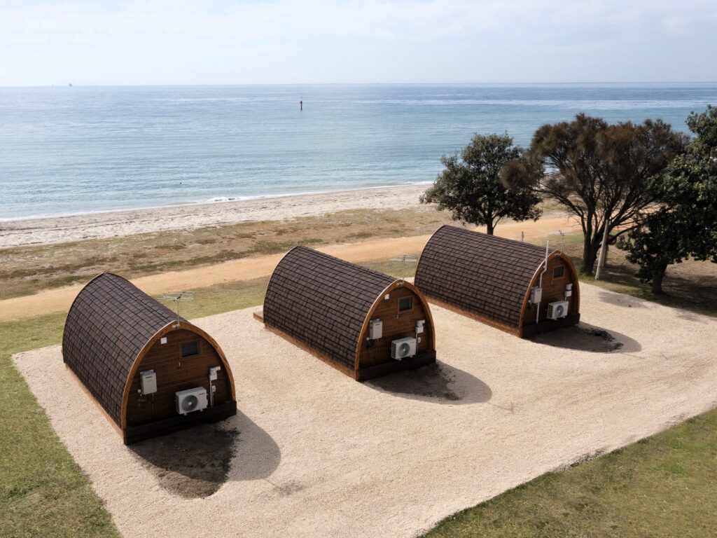 Beach Pods at the Bellarive Bayside Caravan Park